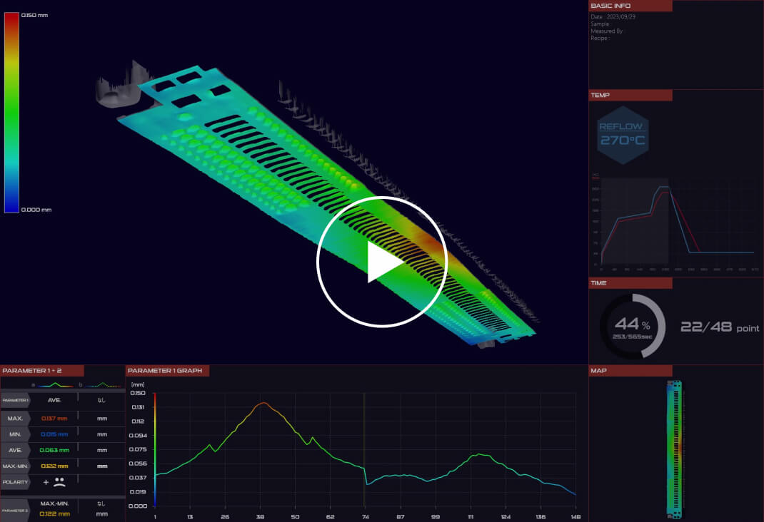 Measuring housing warpage amount/tendency during reflow soldering