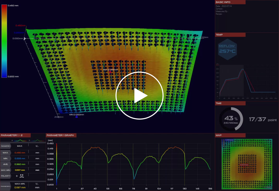 Measuring housing warpage amount/tendency during reflow soldering