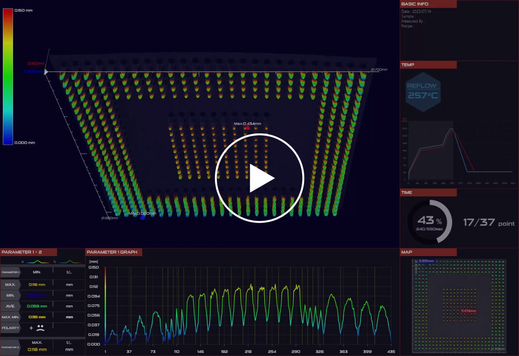 Measurement of terminal coplanarity during reflow soldering